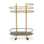 Grey and Matte Gold Finish 2 Tier Drinks Trolley