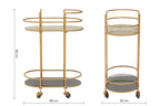 Grey and Matte Gold Finish 2 Tier Drinks Trolley