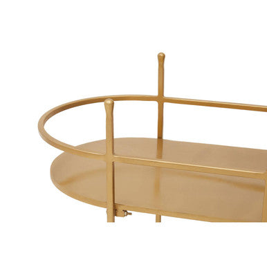 Grey and Matte Gold Finish 2 Tier Drinks Trolley