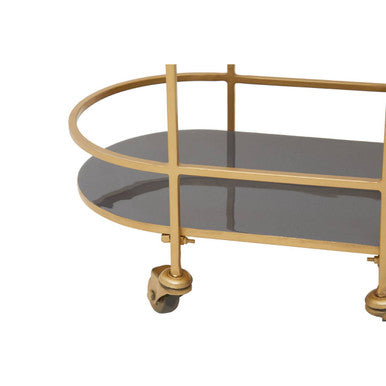 Grey and Matte Gold Finish 2 Tier Drinks Trolley