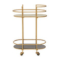 Grey and Matte Gold Finish 2 Tier Drinks Trolley