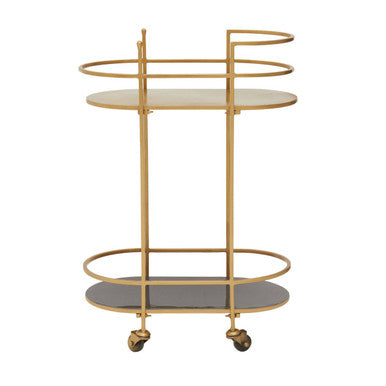 Grey and Matte Gold Finish 2 Tier Drinks Trolley
