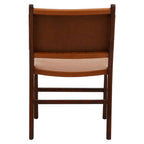 Antique Brown Leather and Teak Wood Chair