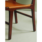 Antique Brown Leather and Teak Wood Chair