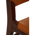 Antique Brown Leather and Teak Wood Chair