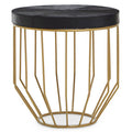Black Hair on Leather Side Table with Gold Frame