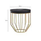 Black Hair on Leather Side Table with Gold Frame