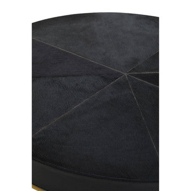 Black Hair on Leather Side Table with Gold Frame