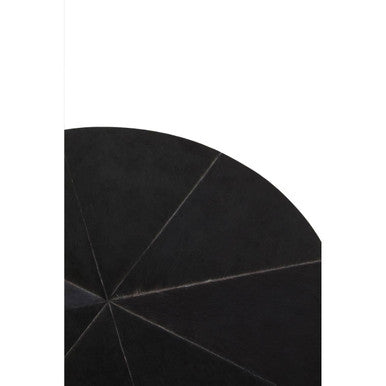 Black Hair on Leather Side Table with Gold Frame