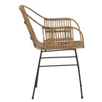 Natural Rattan Armchair with Black Metal Legs