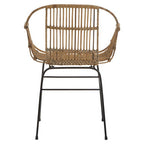 Natural Rattan Armchair with Black Metal Legs
