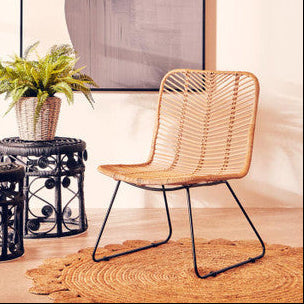 Natural Rattan Black Metal Chair