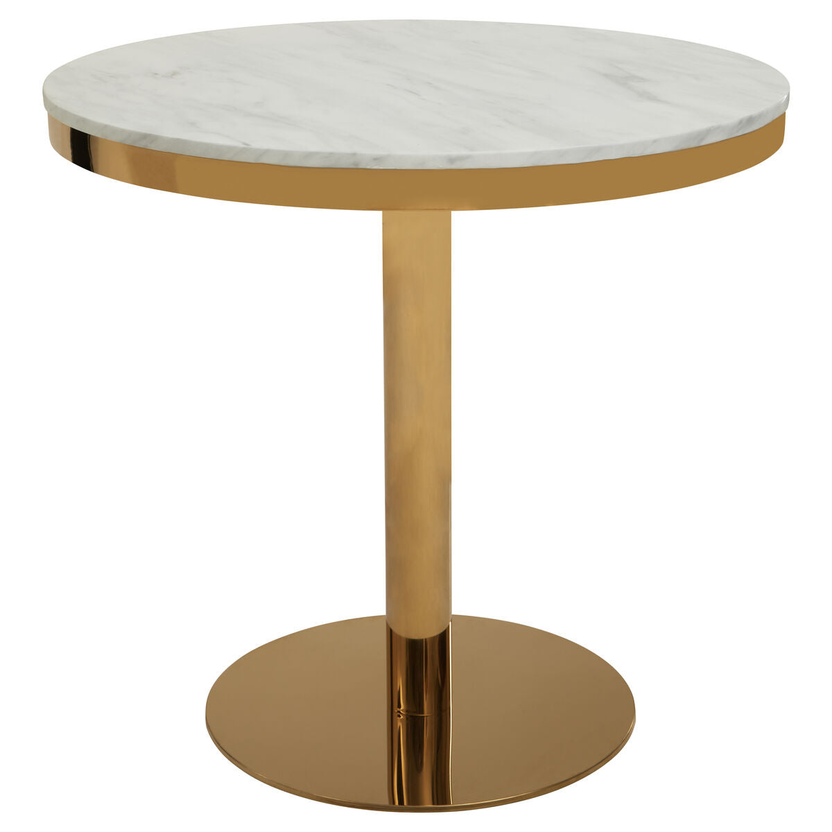 White Marble Round Dining Table with Gold Finish Base