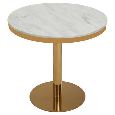 White Marble Round Dining Table with Gold Finish Base