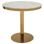 White Marble Round Dining Table with Gold Finish Base