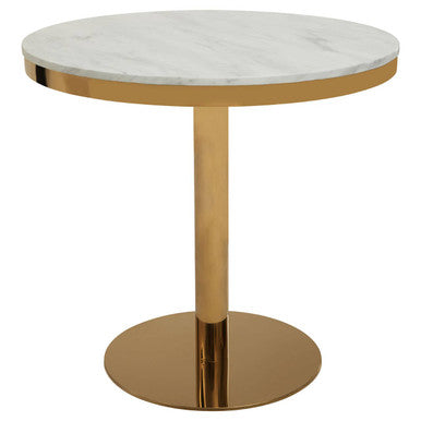 White Marble Round Dining Table with Gold Finish Base