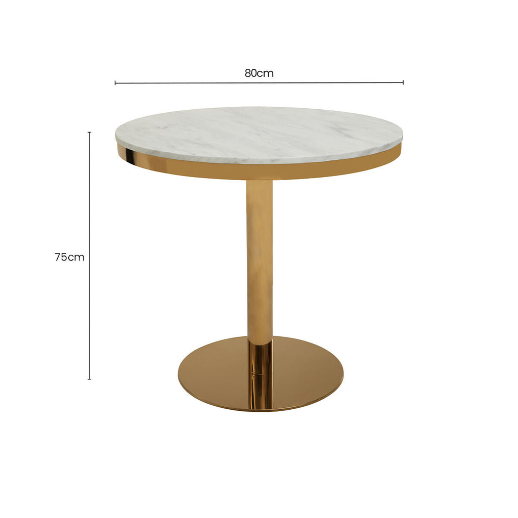 White Marble Round Dining Table with Gold Finish Base