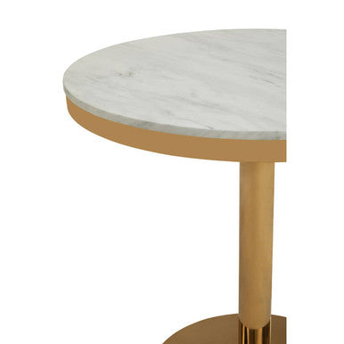 White Marble Round Dining Table with Gold Finish Base