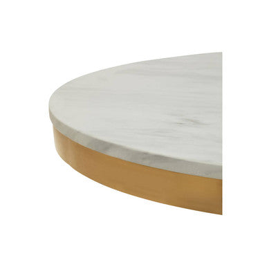 White Marble Round Dining Table with Gold Finish Base