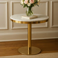 White Marble Round Dining Table with Gold Finish Base