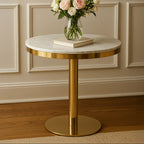 White Marble Round Dining Table with Gold Finish Base