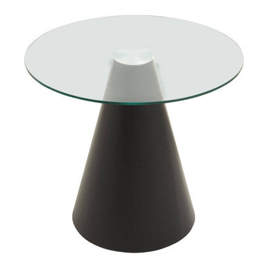 Clear Glass Round Dining Table with Black Metal Base