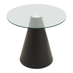 Clear Glass Round Dining Table with Black Metal Base