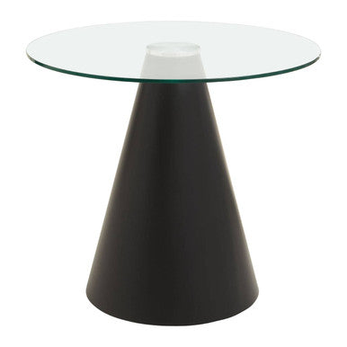 Clear Glass Round Dining Table with Black Metal Base