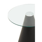 Clear Glass Round Dining Table with Black Metal Base