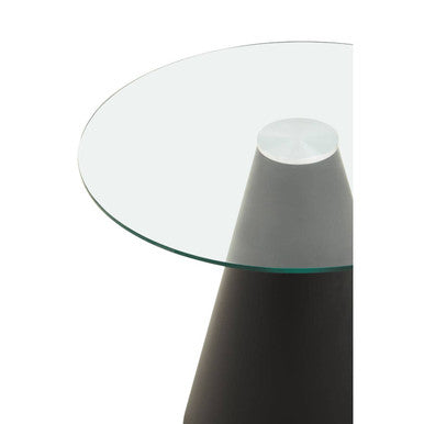Clear Glass Round Dining Table with Black Metal Base