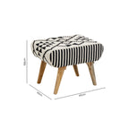Black and White Cotton Footstool with Berber Style