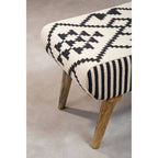 Black and White Cotton Footstool with Berber Style