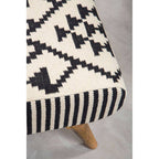 Black and White Cotton Footstool with Berber Style