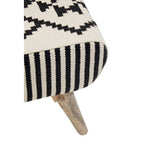 Black and White Cotton Footstool with Berber Style