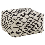 White Textured Fabric Pouffe with Padded Seat