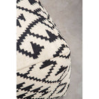 White Textured Fabric Pouffe with Padded Seat