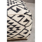 White Textured Fabric Pouffe with Padded Seat