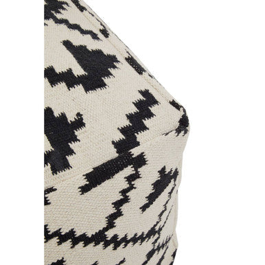 White Textured Fabric Pouffe with Padded Seat