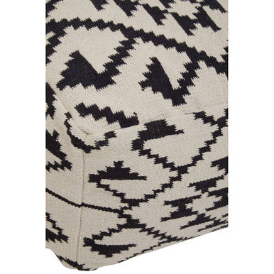 White Textured Fabric Pouffe with Padded Seat
