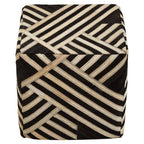 Bosie Black and White Stripe Leather Pouffe