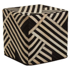Bosie Black and White Stripe Leather Pouffe
