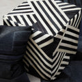 Bosie Black and White Stripe Leather Pouffe
