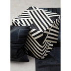 Bosie Black and White Stripe Leather Pouffe