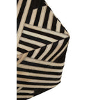 Bosie Black and White Stripe Leather Pouffe