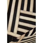 Bosie Black and White Stripe Leather Pouffe
