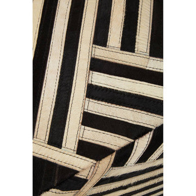 Bosie Black and White Stripe Leather Pouffe