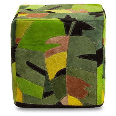 Botanical Leather Pouffe