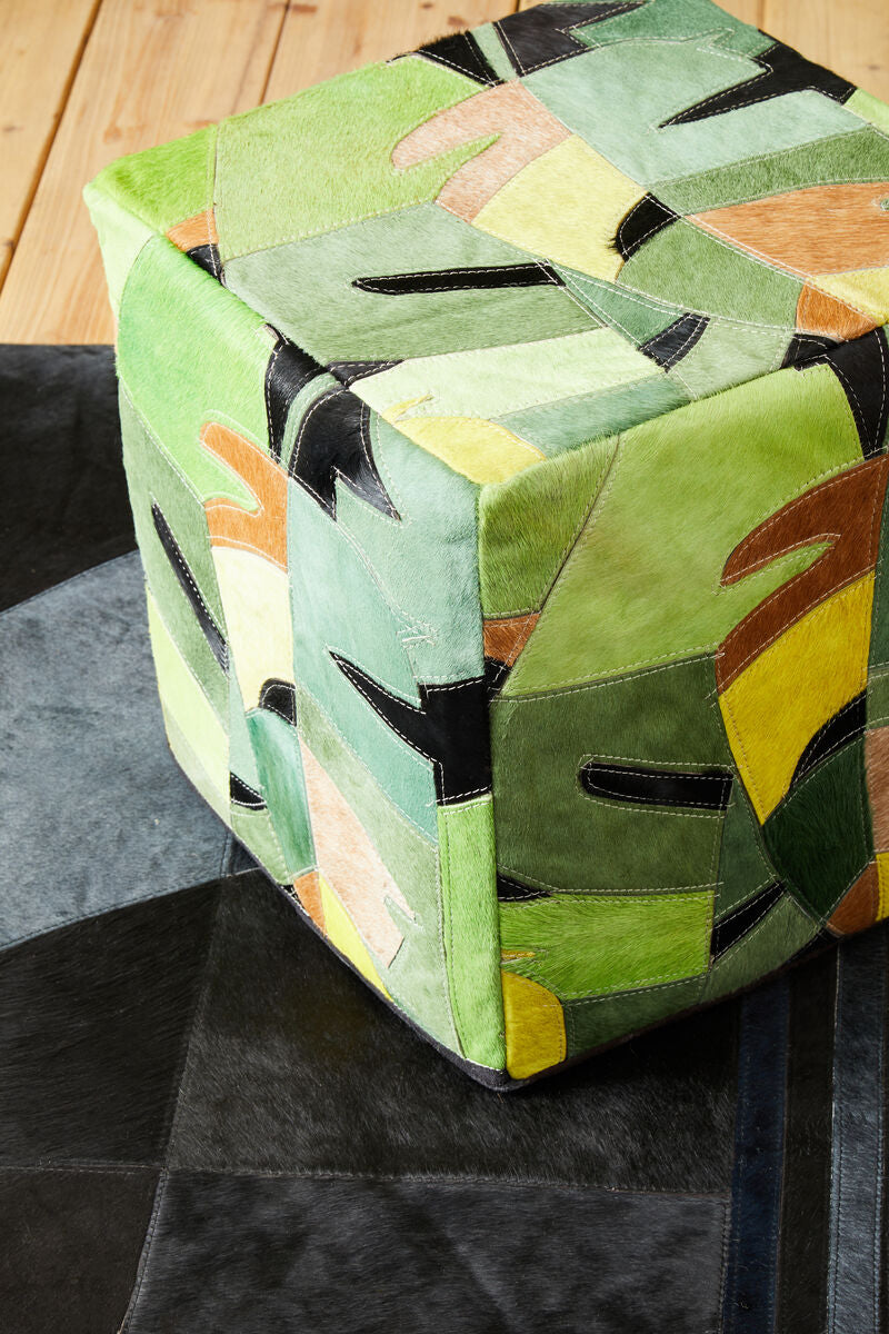 Botanical Leather Pouffe