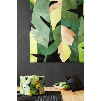 Botanical Leather Pouffe