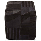 Bosie Black and Grey Deco Hair on Leather Pouffe